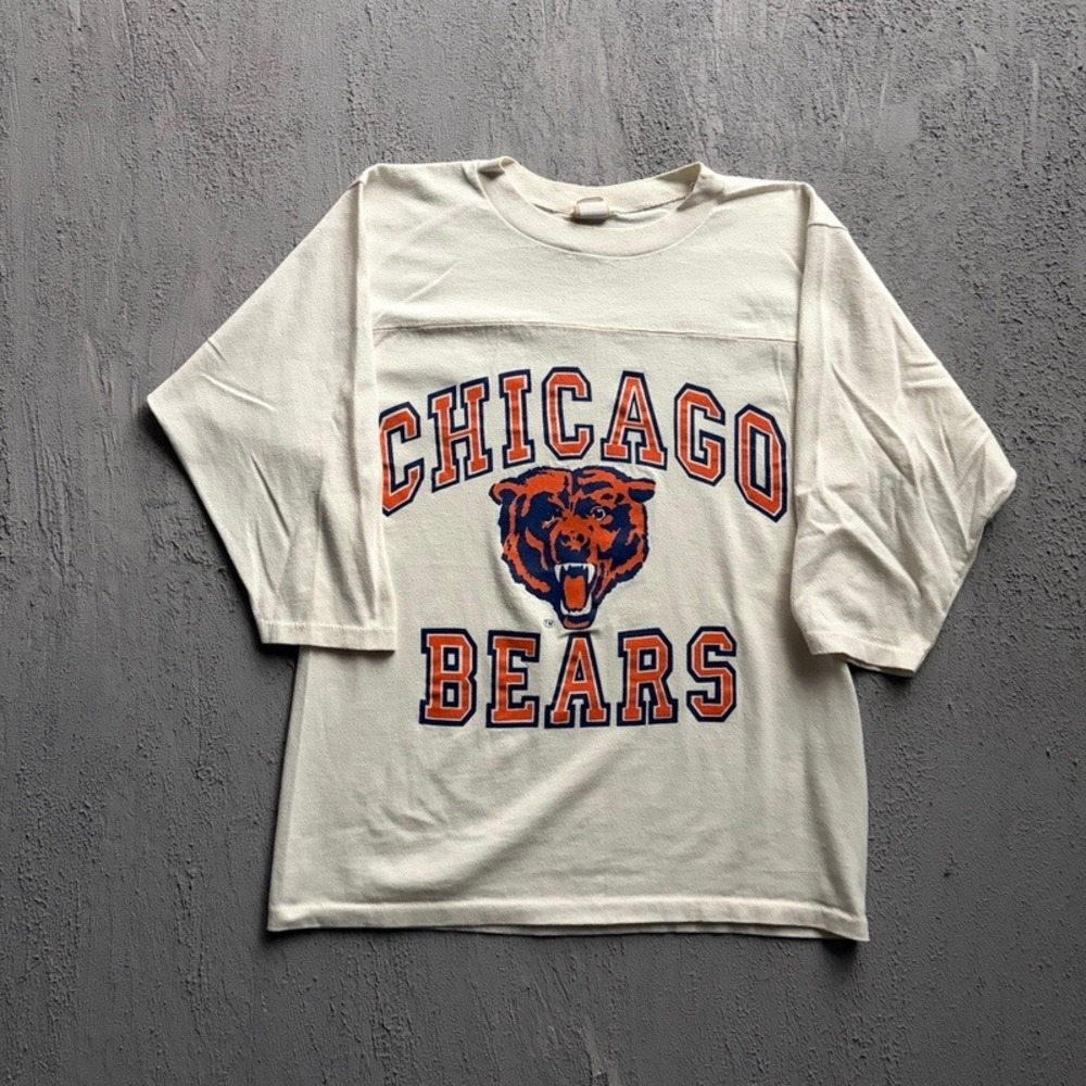 Vintage Chicago Bears Shirt Medium White 1980s NFL Football Logo 7